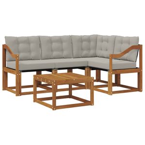 vidaXL Комплект дивани за открито 5 pcs Естествено и светло сиво