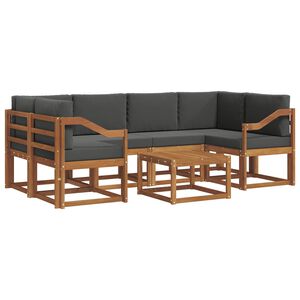 vidaXL Комплект дивани за открито 7 pcs Натурален и Антрацит