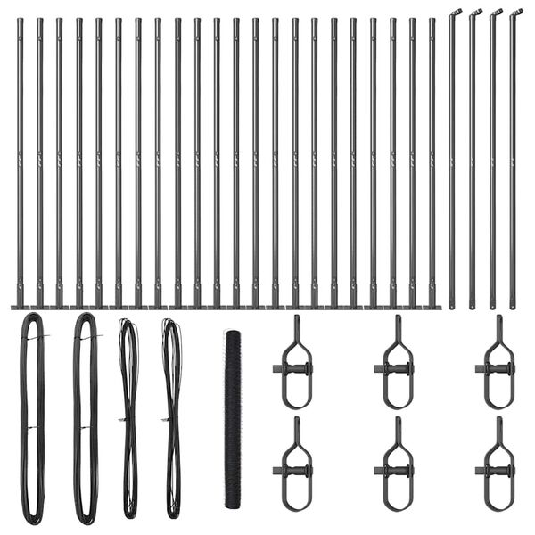 vidaXL Стълб за ограда. Сив 50 x 1,4 м (36 мм мрежа) Стомана и PVC