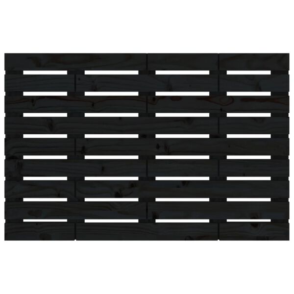 vidaXL Стенна табла за спалня, черна, 81x3x63 см, борово дърво масив