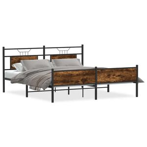 vidaXL Метална рамка за легло, без матрак, опушен дъб, 160x200 см