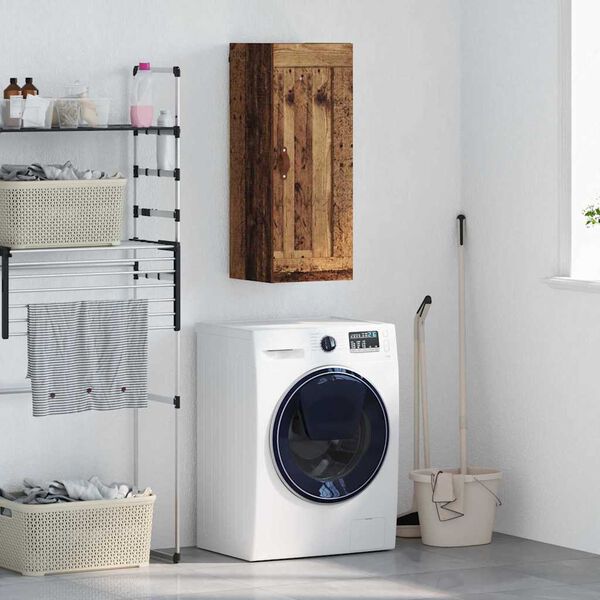 vidaXL Стенен шкаф Старо дърво 34,5 x 34 x 90 см Инженерно дърво