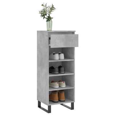 vidaXL Шкаф за обувки, бетонно сив, 40x36x105 см, инженерно дърво