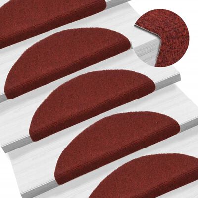 vidaXL Самозалепващи стелки за стъпала, 15 бр, 56x17x3 см, червени