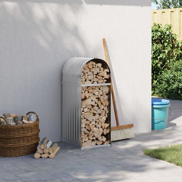 vidaXL Поставка за дърва, светлосив, 40x45x100 см, поцинкована стомана