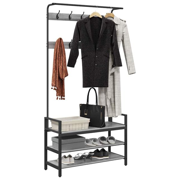 vidaXL Закачалка за палта Сив сонома 95 x 34 x 184 см Инженерно дърво