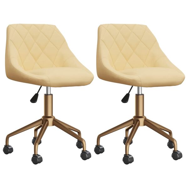 vidaXL Въртящи трапезни столове, 2 бр, кремави, кадифе