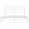 vidaXL Метална рамка за легло с горна табла, бяла, 140x200 см