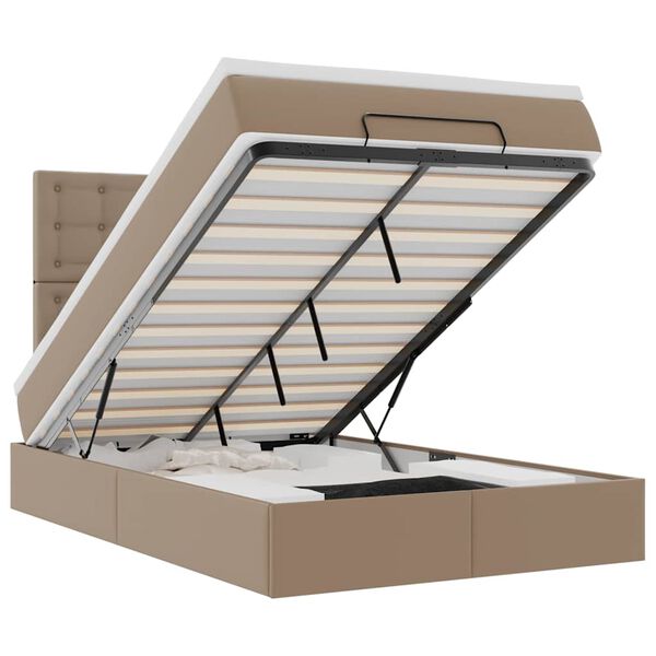 vidaXL Османска легло с матрак, капучино, 120x200 см, изкуствена кожа