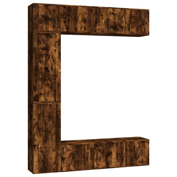 vidaXL Комплект ТВ шкафове от 7 части, опушен дъб, инженерно дърво