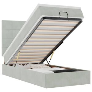 vidaXL Османска легло с матраци и LED, светлосиво, 80x200 см, кадифе