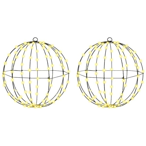 vidaXL Топка 2 pcs Топло бяло 40 x 40 x 43,5 см Метал