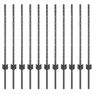 vidaXL Стълб за ограда. 11 pcs Сив 80 cm Стомана