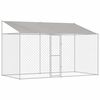 vidaXL Кучешка клетка с покрив Сребристо 400 x 200 x 256 см