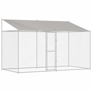 vidaXL Кучешка клетка с покрив Сребристо 400 x 200 x 256 см
