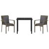 vidaXL Комплект за хранене в градината 3 pcs Сив полиратан