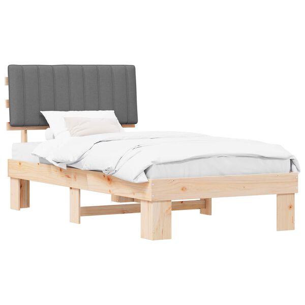 vidaXL Леглова рамка с тапицирана гръбна част Светлосиво 100 x 200 cm