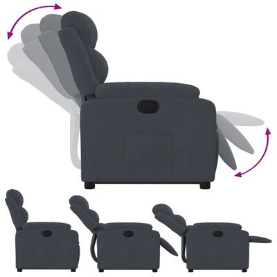 vidaXL Изправящ реклайнер стол, тъмносив, кадифе