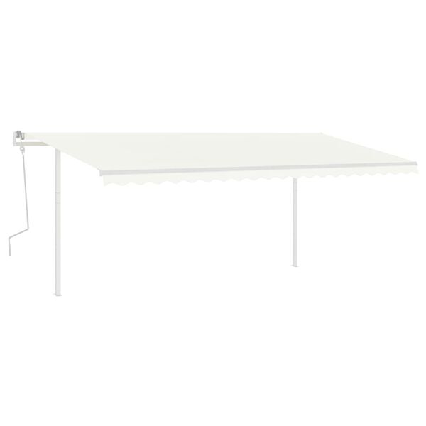 vidaXL Ръчно прибиращ се сенник с LED, 5x3,5 м, кремав