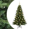vidaXL Изкуствена коледна елха с топки 120 см 150 LED светодиода
