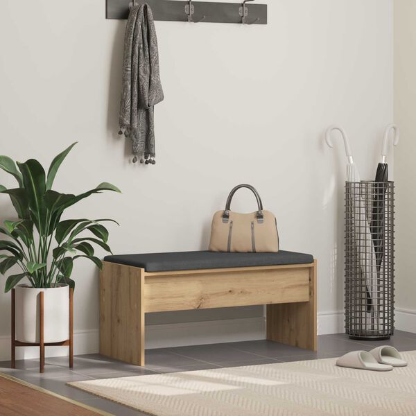 vidaXL Пейка за коридор с възглавница Дъб 83 x 38 x 40 см