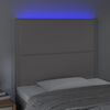 vidaXL LED горна табла за легло, сива, 80x5x118/128 см изкуствена кожа