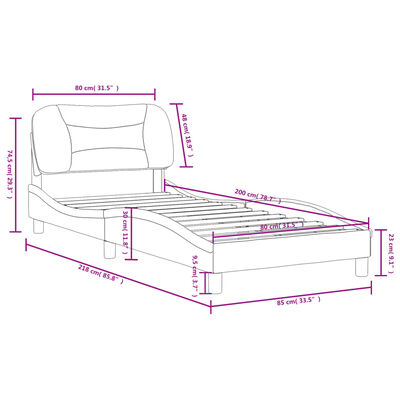 vidaXL Рамка за легло с табла, кафява, 80x200 см, изкуствена кожа
