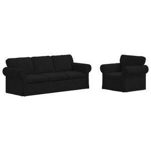 vidaXL Комплект дивани 2 pcs Черно 215 x 82 x 80 см текстил