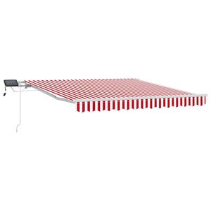 vidaXL Прибираща се тента Червено и бяло 350 x 250 cm Тъкан и алуминий