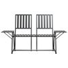 vidaXL 2-местна градинска пейка, 165 см, черна, стомана