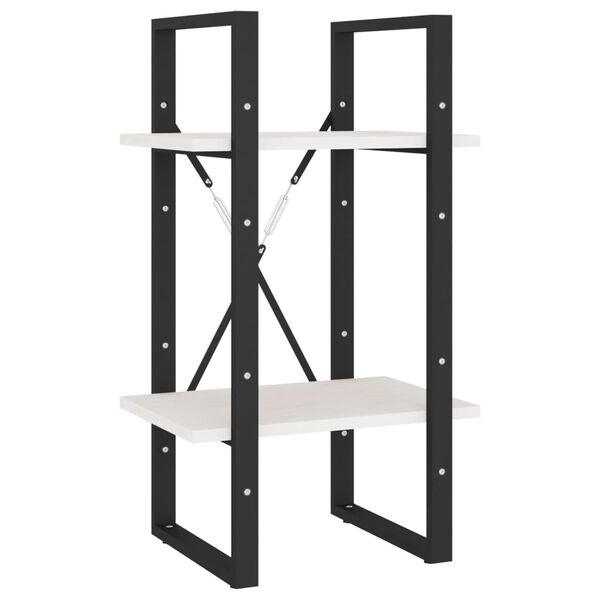 vidaXL 2-етажна библиотека, бяла, 40x30x70 см, борово дърво масив