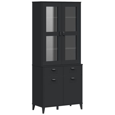 vidaXL Висок шкаф "VIKEN", черен, 80x40x190 см, бор масив