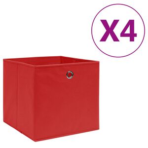 vidaXL Кутии за съхранение 4 бр нетъкан текстил 28x28x28 см червени