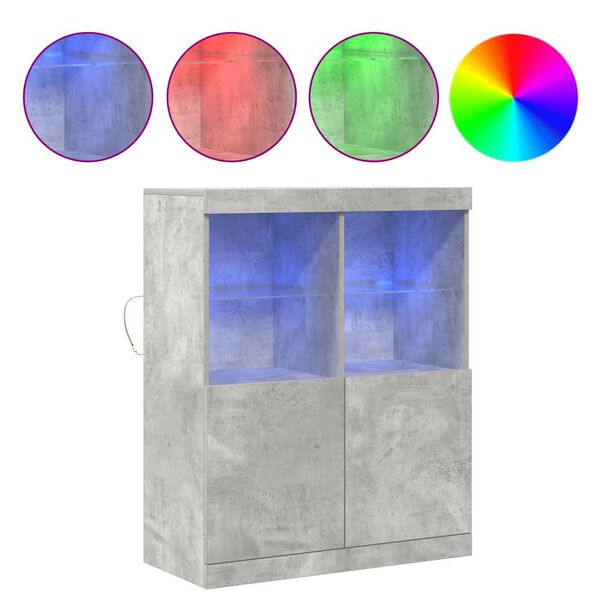 vidaXL Сайдборд, бетонно сив, 81x37x100 см, инженерно дърво