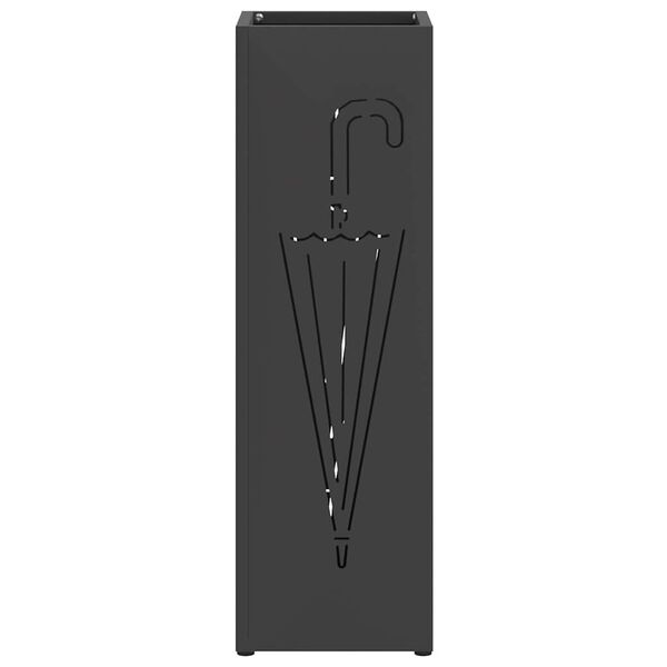 vidaXL Стойка за чадър със съхранение Черно 15,5 х 15,5 х 49 см Метал