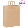 vidaXL Хартиени торбички 250 бр с дръжки кафяви 26x12x35 см
