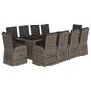 vidaXL Градински комплект с възглавници 11 части сив полиратан