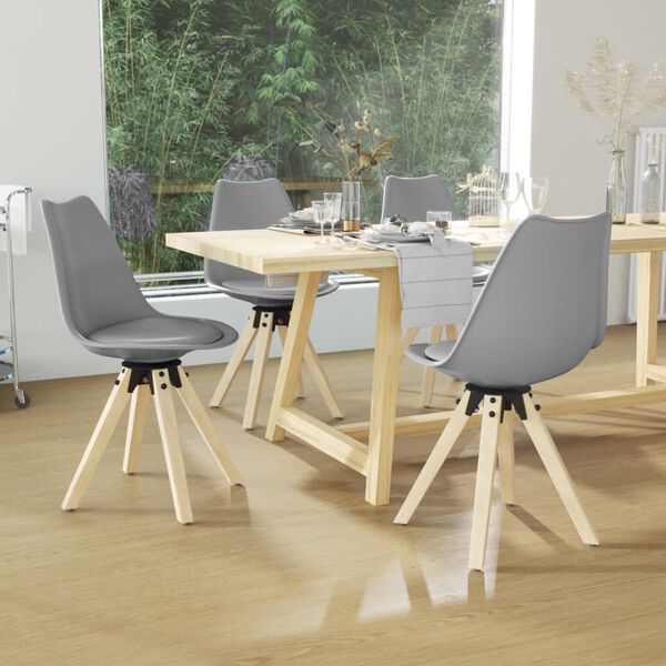 vidaXL Въртящи се трапезни столове, 4 бр, сиви, PP