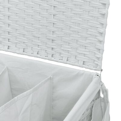 vidaXL Кош за пране с колела, бял, 60x35x60,5 см, ратан