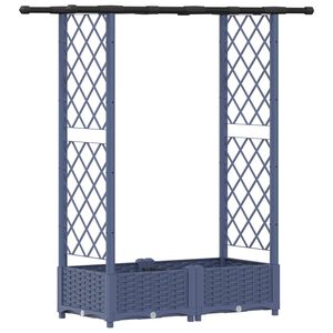 vidaXL Повдигнато легло с решетка и покривка Сиво 122,5 x 40 x 121 см