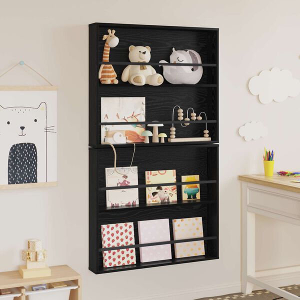 vidaXL Етажерка за списания с рафт 2 pcs Черния дъб 80 x 12 x 70 см