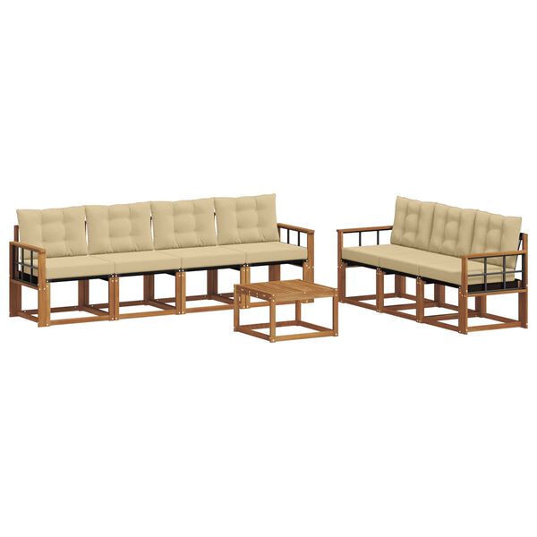 vidaXL Комплект дивани за открито 8 pcs Натурален и Бежов