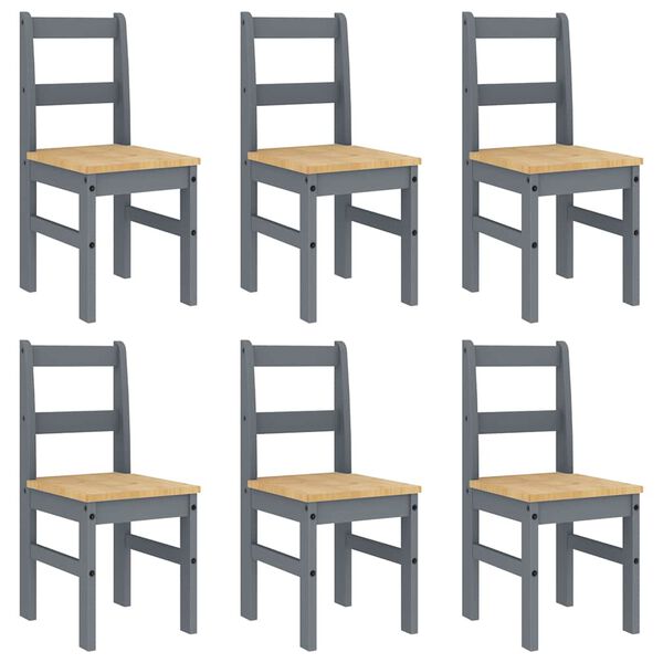 vidaXL Трапезен комплект от 7 части Panama, сив бор масив