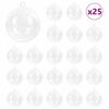 vidaXL Комплект коледни топки 25 бр. Прозрачен &Oslash; 10 см Пластмаса
