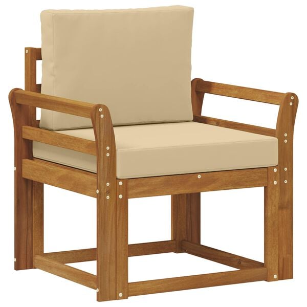 vidaXL Външен диван Солидно акациево дърво и полиестер Естествен