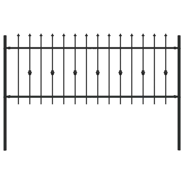 vidaXL Шипова ограда Черно 200 x 130 см Прахово боядисана стомана