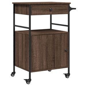 vidaXL Кухненска количка, кафяв дъб, 56x43x89,5 см, инженерно дърво