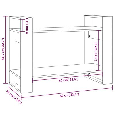 vidaXL Библиотека/разделител за стая, бяла, 80x35x56,5 см, бор масив