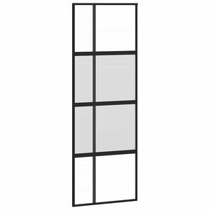 vidaXL Плъзгаща се врата, черна, 76x205 см, закалено стъкло и алуминий