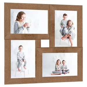 vidaXL Фоторамка колаж за 4x(10x15 см) снимки, светлокафява, МДФ